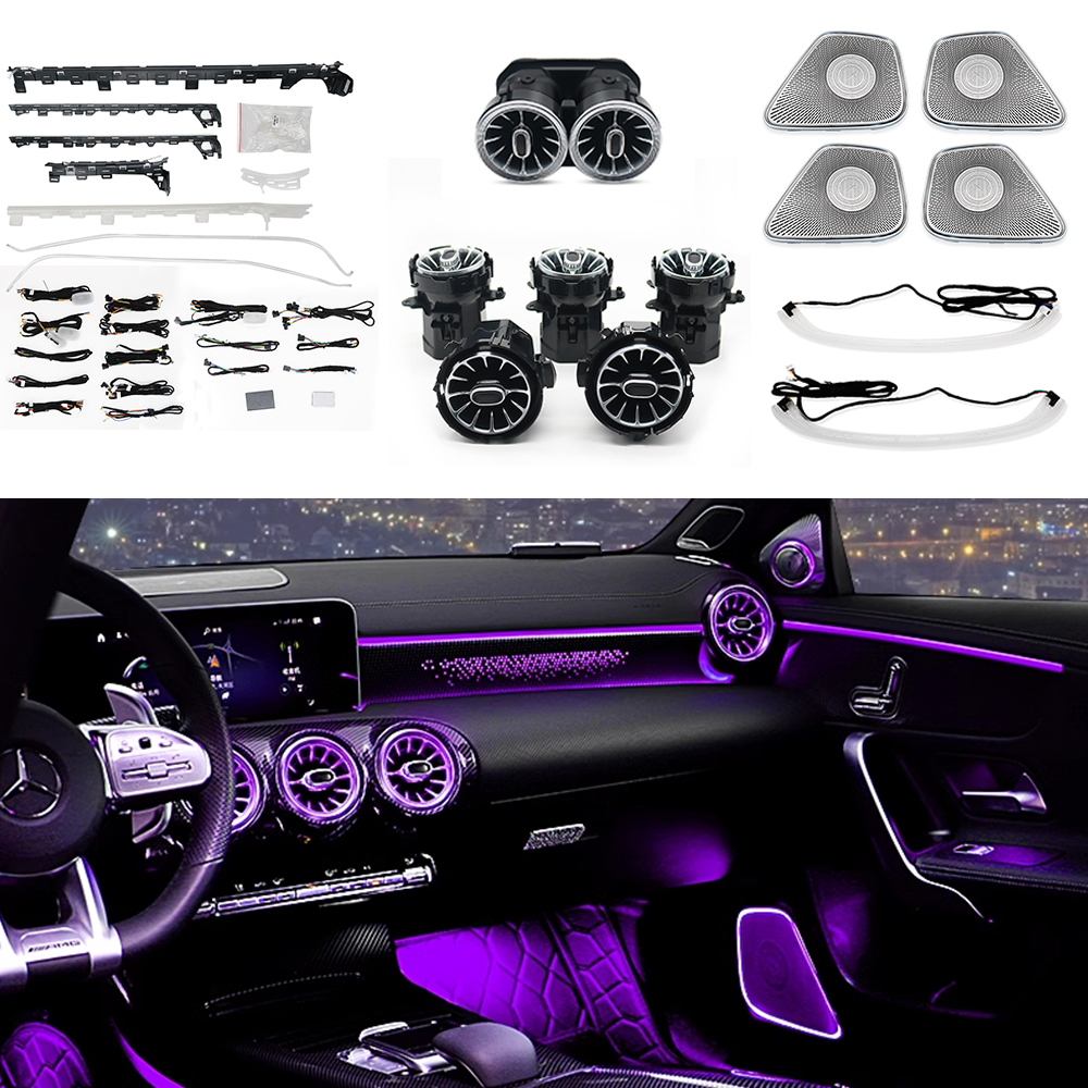 Mercedes-Benz A-Class W177 CLA W118 Car Interior 64 Colors Turbine Air Outlet Midrange Speaker Cover 64 Colors Atmosphere Light 