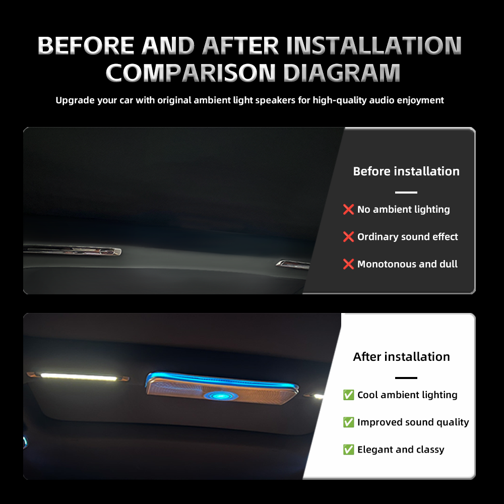 Interior Rear Roof Illuminated Speaker 64 Colors Roof Ceiling Speakers Ambient Light