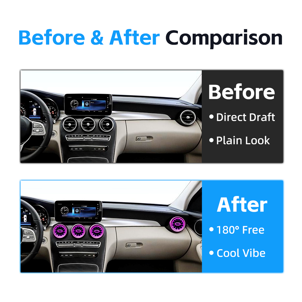 mercedesw205 auto interior front and rear air vent turbine outlet ambient light c class w205-12