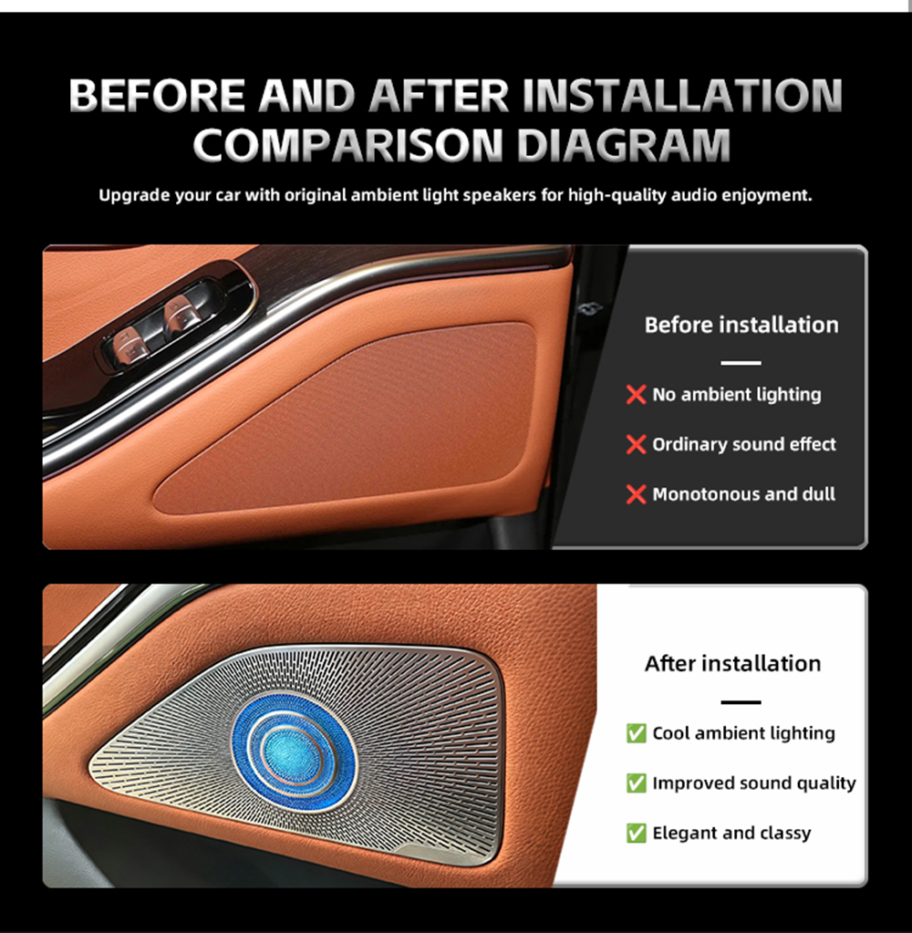 mercedes s class w223 car door midrange speaker cover 64 colors audio trim glow cover-9