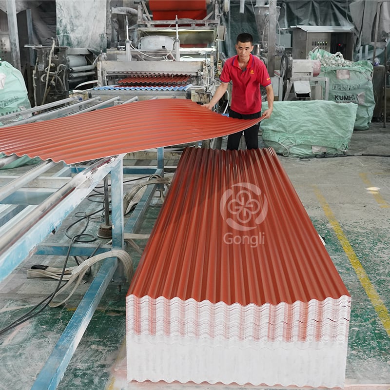 960mm Brick Red ASA PVC Heat Insulation Waterproof Corrugated Wave Roofing Sheets