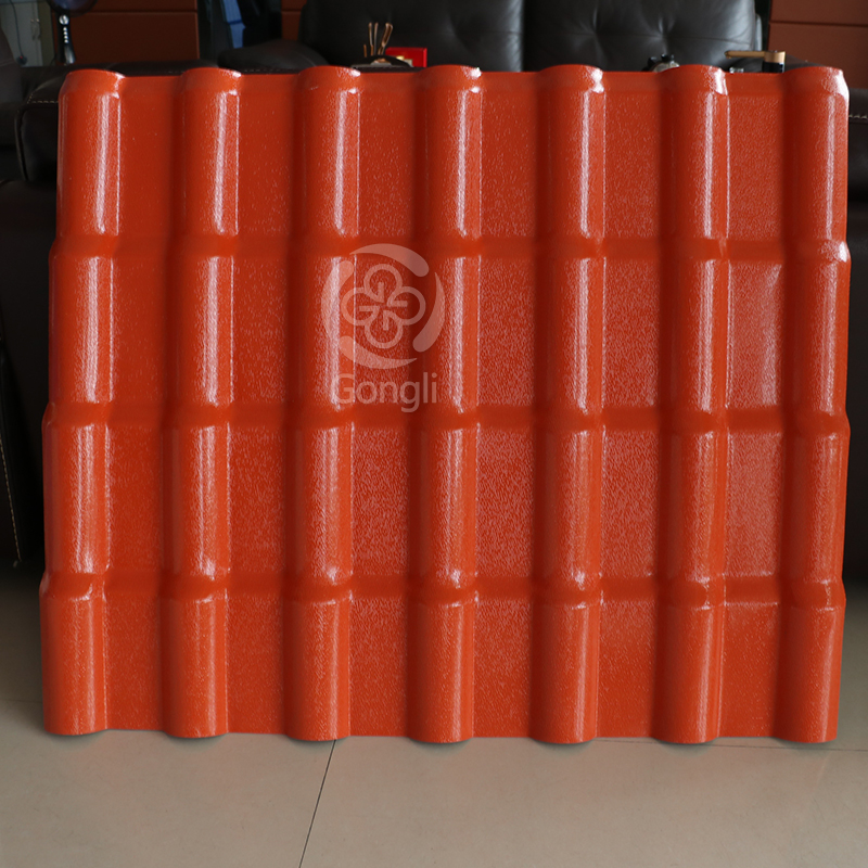 1050mm Terracotta Red Heat Insulation Spanish Style Synthetic ASA PVC Resin Roof Tiles