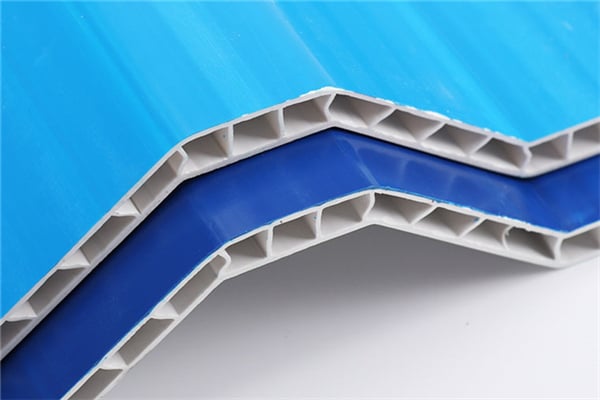 885mm Blue ASA PVC Heat Insulation Twinswall Hollow Sheets