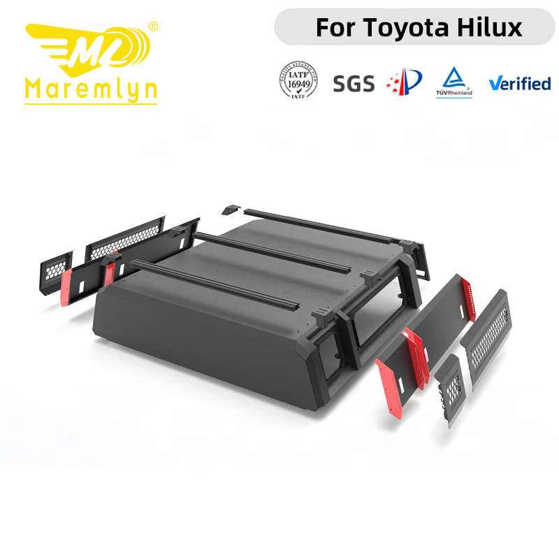 Cubierta rígida para caja de camioneta Maremlyn de una sola pieza de aluminio, techo fijo integrado para caja de camioneta para Toyota Hilux Travo, accesorio