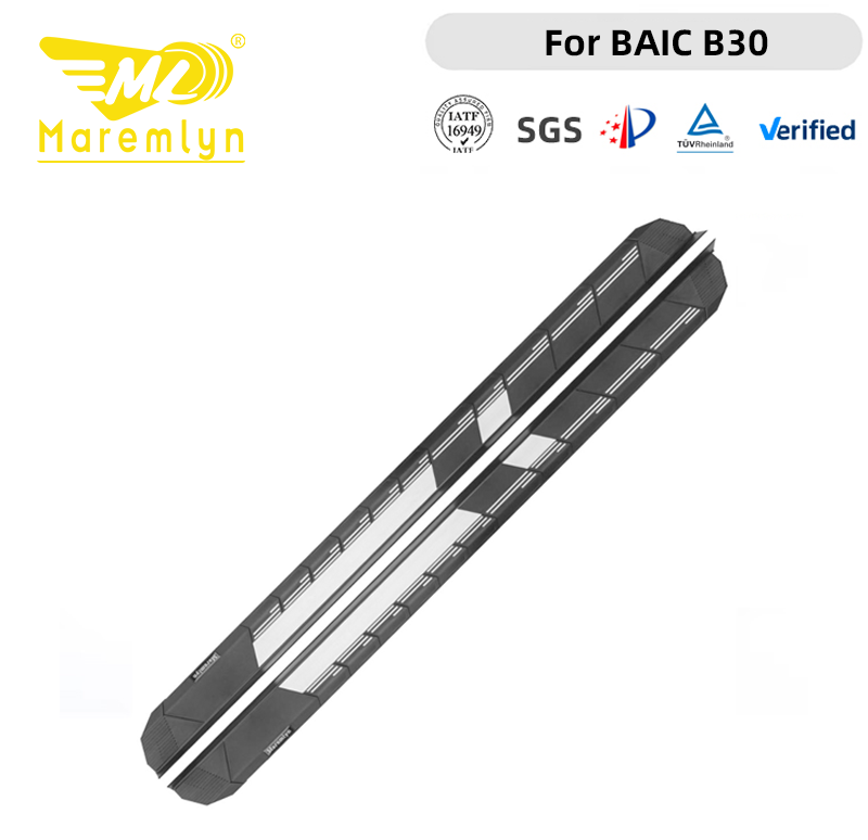 Maremlyn BAIC B30 Aluminum Running Boards | Bolt-On Side Steps with Anti-Slip Top