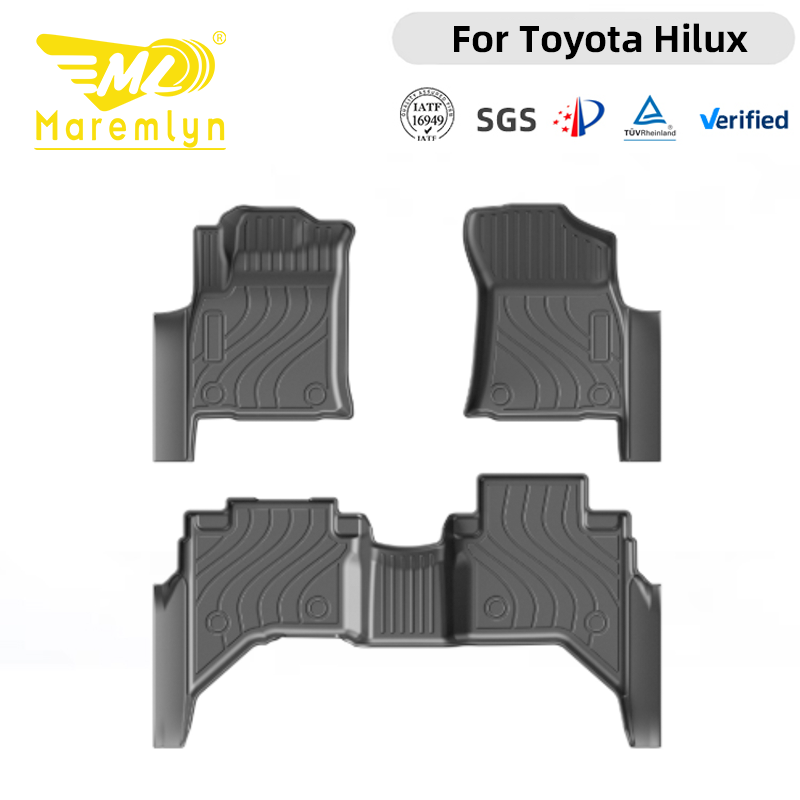 Alfombrillas para coche Maremlyn de TPE impermeables y ajuste personalizado para Toyota Hilux Travo, accesorio