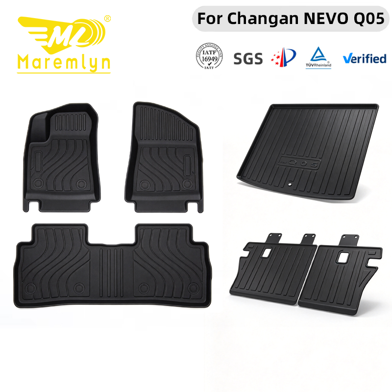 Maremlyn TPE Floor Mats Set for Changan NEVO Q05 – Custom 3D Floor Liners, Rear Trunk Mat & Back Seat Mat, Odorless All-Weather Interior Protection