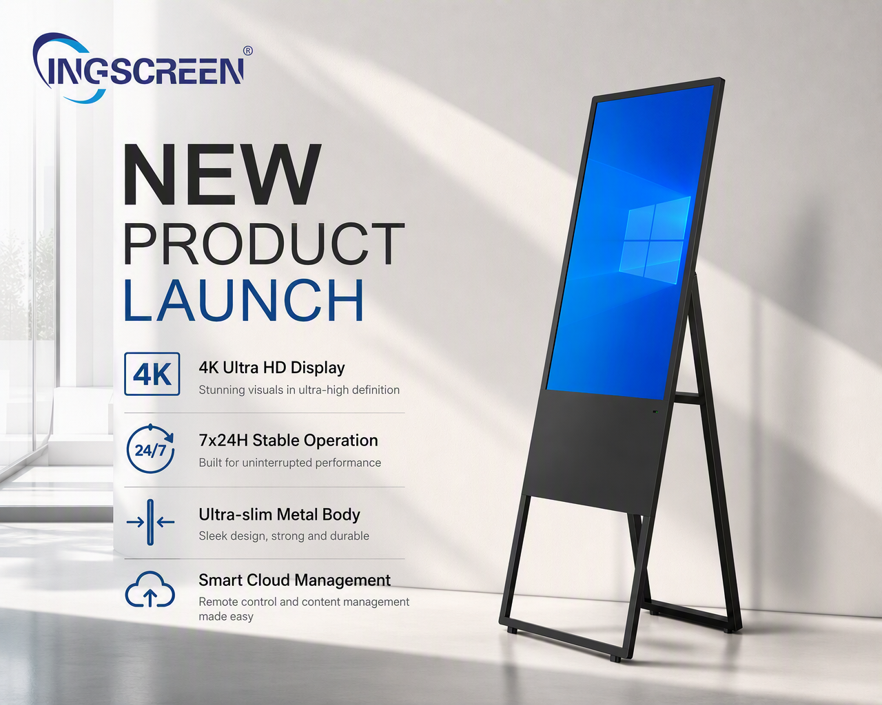 Ingscreen IS-AD43FP-H: Ultra tenké digitální informační tabule na podlaze