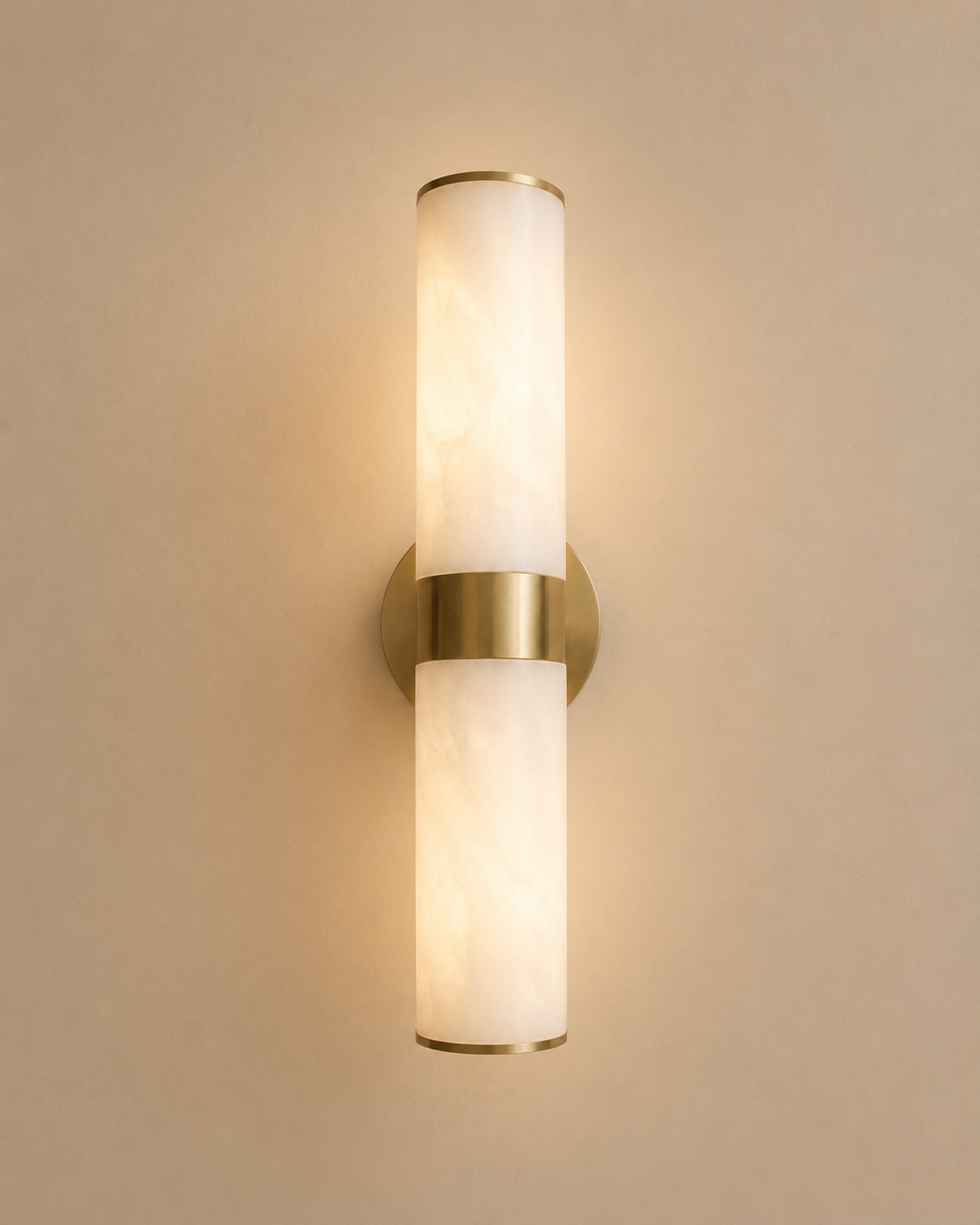 Lámpara de pared NHB Lighting de alabastro natural | Diseño tubular de 1 y 2 luces | Latón natural | H260 / H450 mm