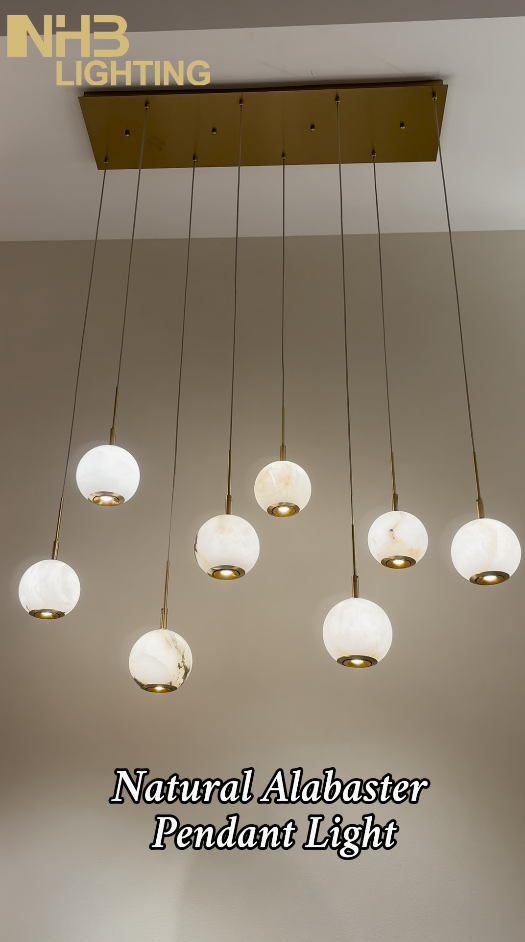 תליון כדור אלבסטר טבעי בקבוצה | NHB Lighting