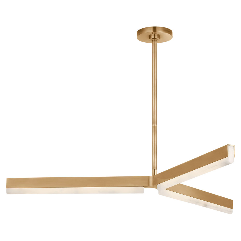 Lampadario lineare in alabastro con finitura ottone spazzolato