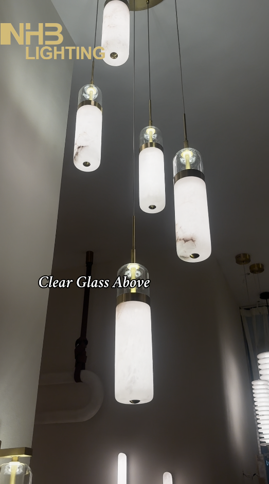 Lampadario a sospensione in vetro e alabastro naturale | NHB Lighting
