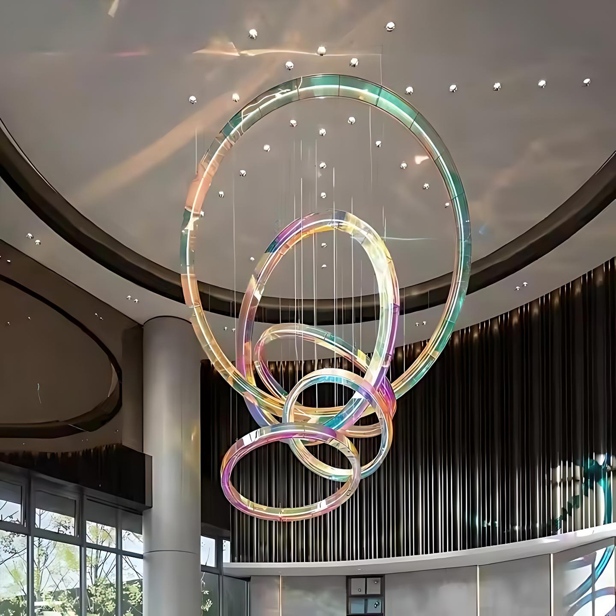 98005 Custom Acrylic Multi-Ring Chandelier – A Perfect Fusion of Modern Art and Elegant Lighting 