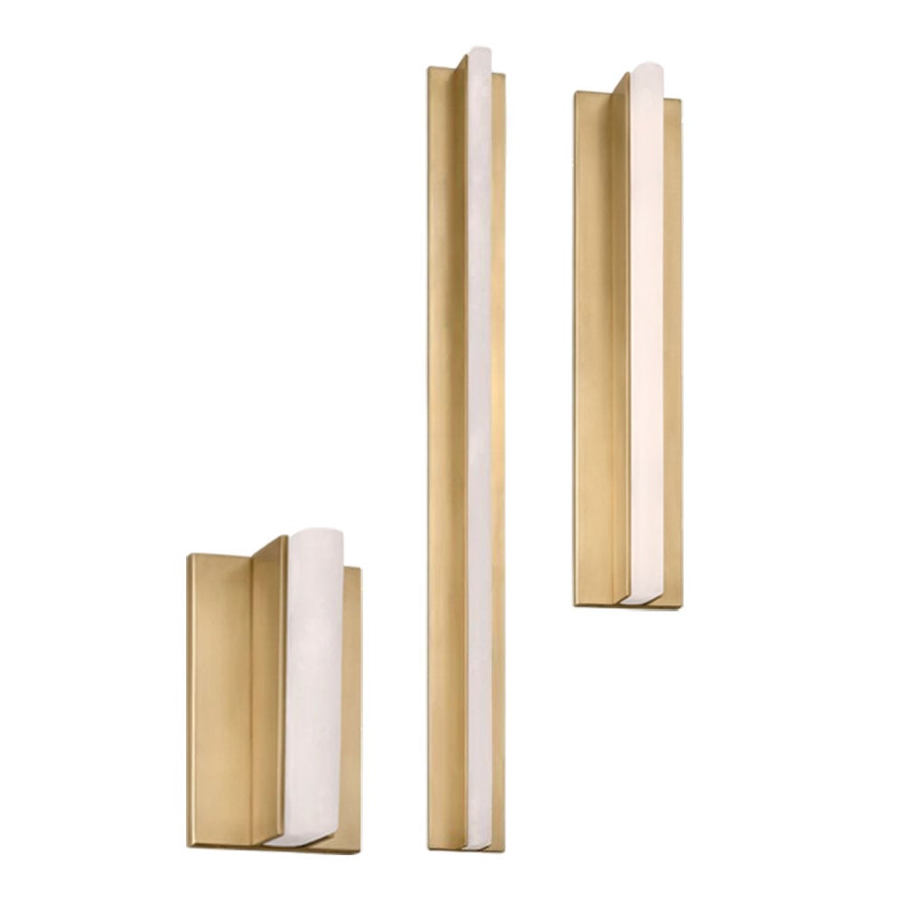 Applique lineare in alabastro con finitura ottone spazzolato – tre misure
