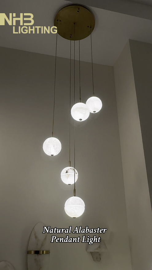 Lampadario a sfera in alabastro naturale – Vetrina espositiva | NHB Lighting