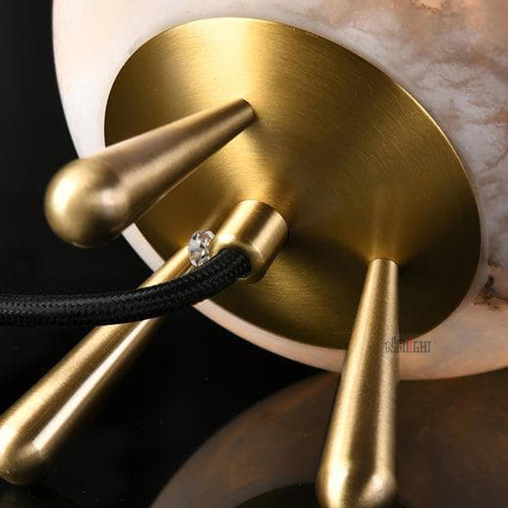 NHB-T029 Luxury Alabaster Table Lamp with Brass Tripod Base – Modern Globe Lighting