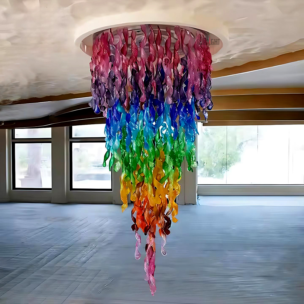 suspension sur mesure en verre artistique modèle 98001 pour espaces majestueux