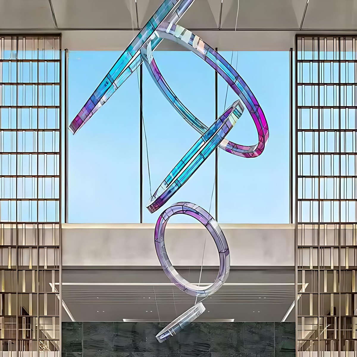 98005 Custom Acrylic Multi-Ring Chandelier – A Perfect Fusion of Modern Art and Elegant Lighting 