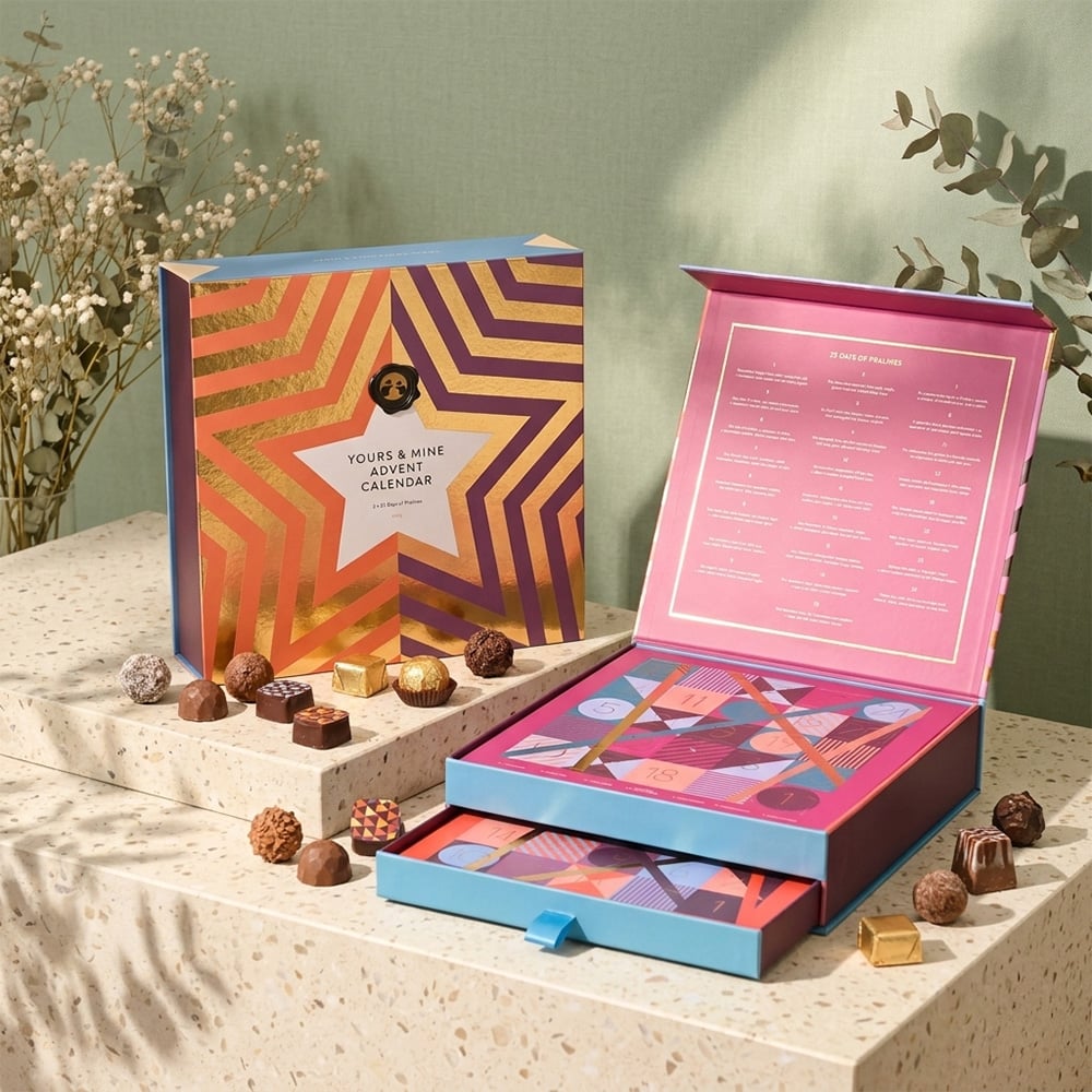 Caixa Personalizada de Calendário do Advento de Chocolate de Luxo com 25 Dias