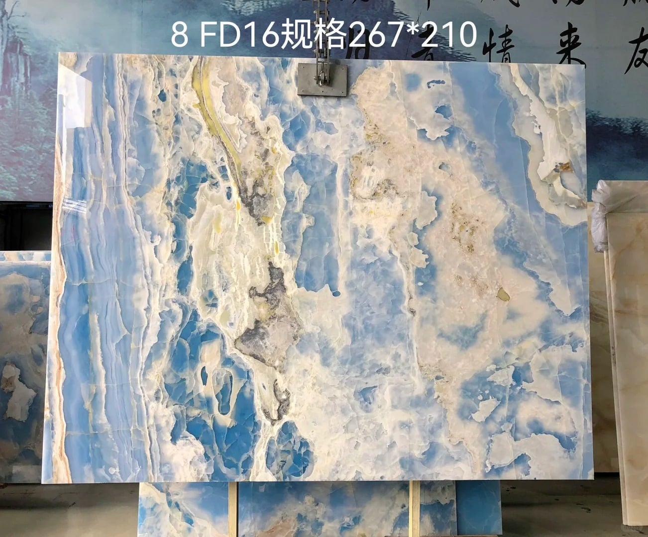 Lámina de ónix azul dorado, ónix natural iraní translúcido para decoración interior de lujo con iluminación trasera