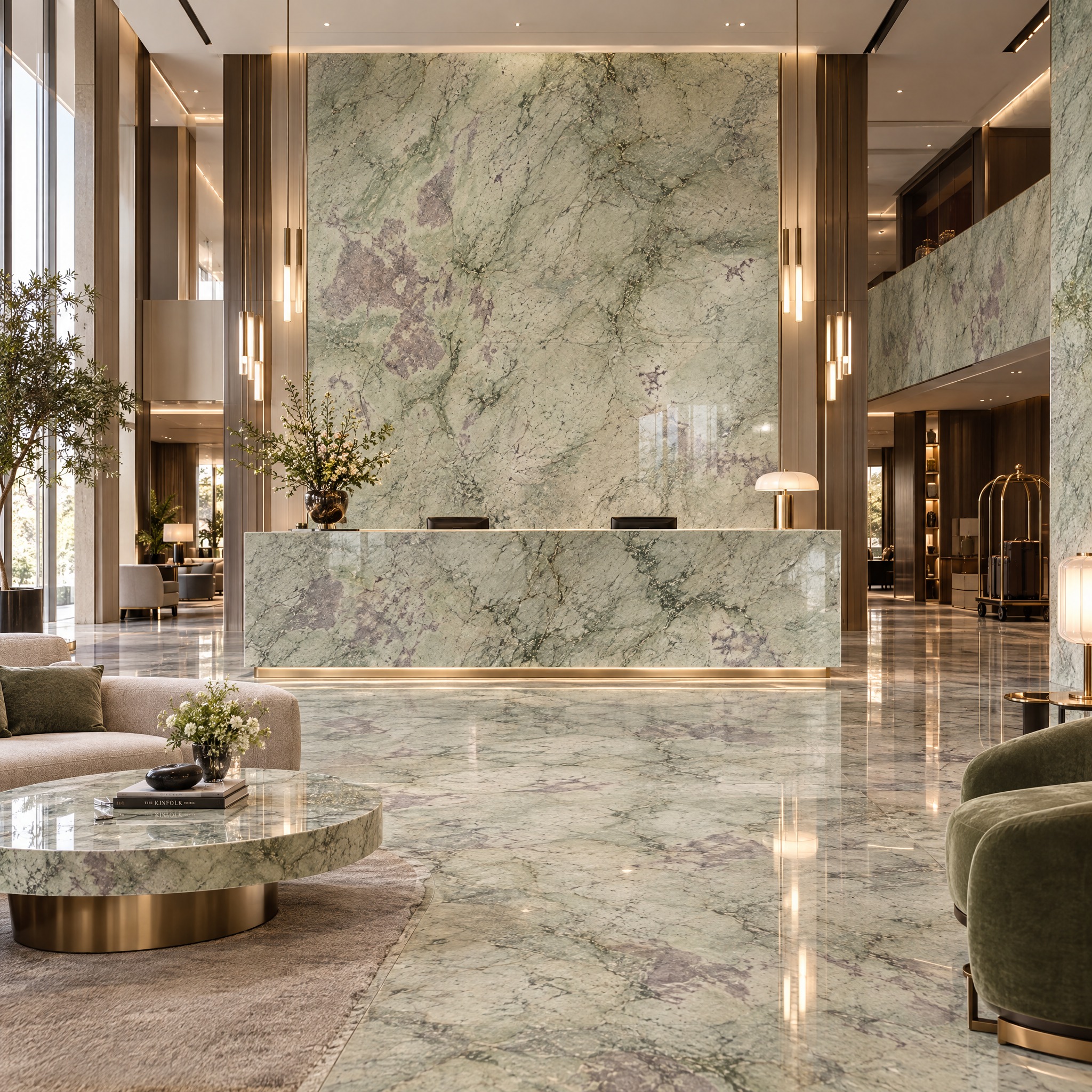 Luxury Chinese Green Purple Breccia Marble | Domestic Sage Green Marble With Purple Breccia Clasts