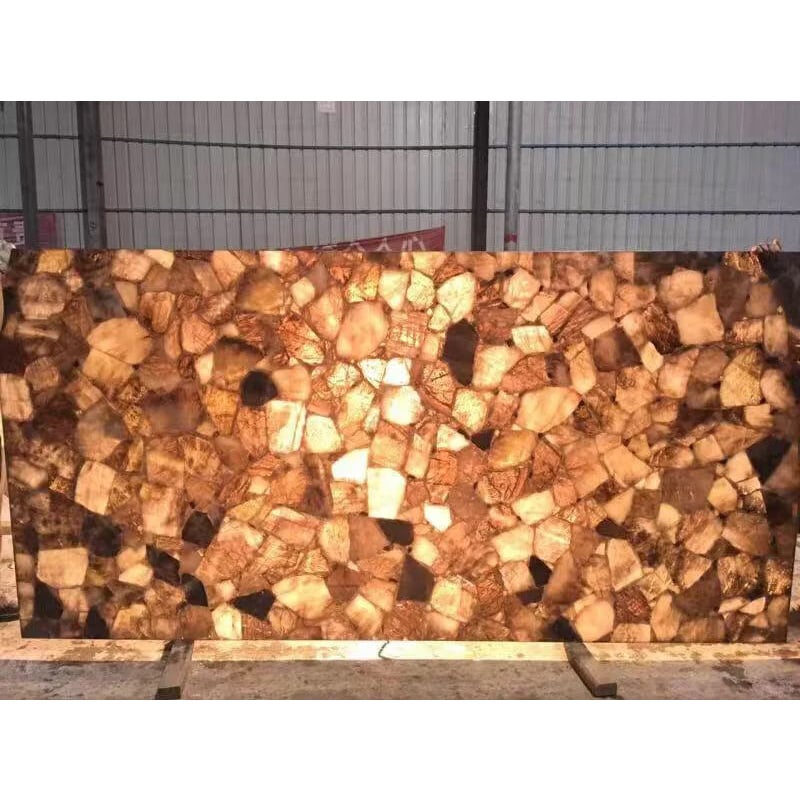 Smoky Quartz Semi-precious Stone Slab, Backlit Gemstone Panel For Luxury Interior Decoration
