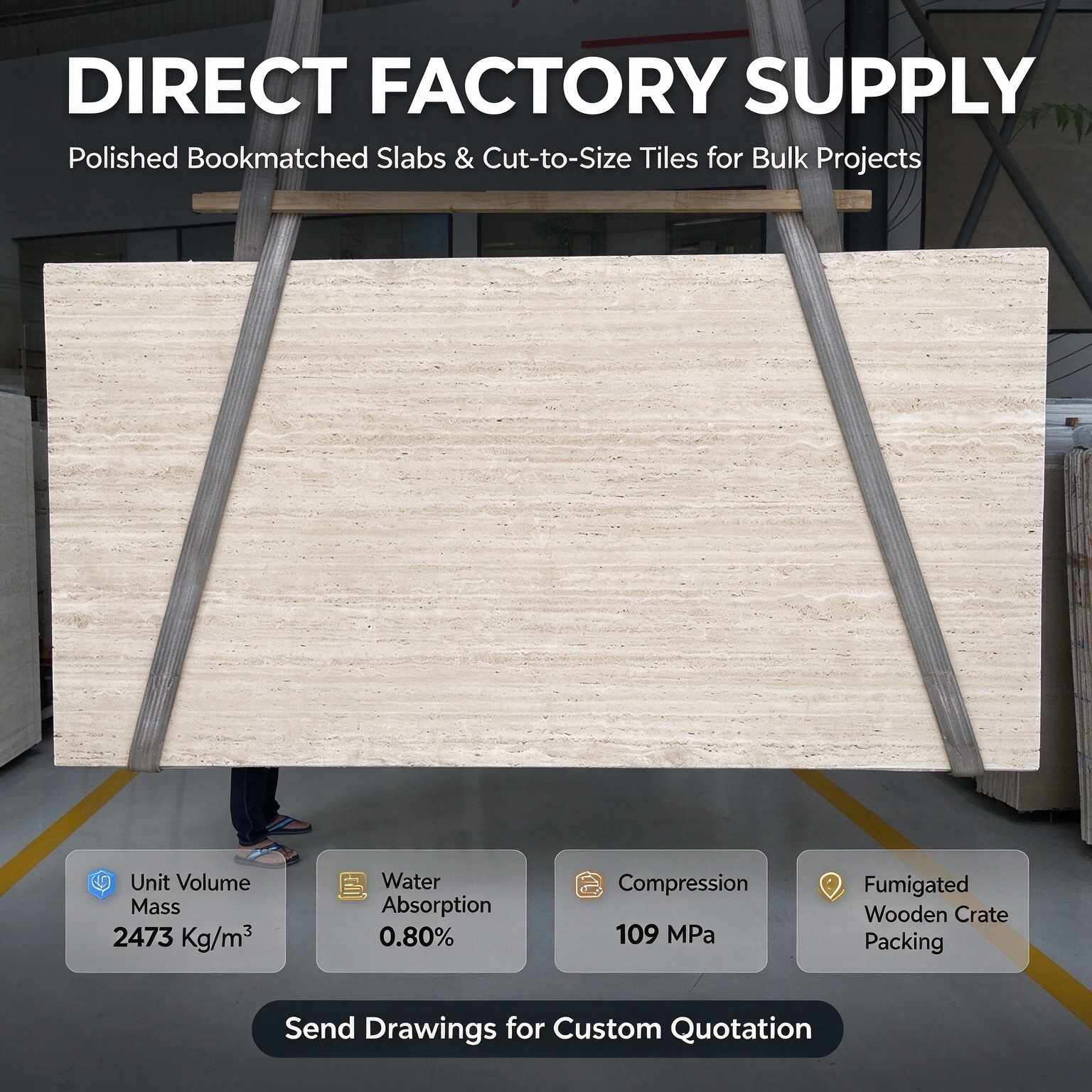 Direct Factory Supply Polished Roman Travertine Slabs and Custom Countertops for Multi Purpose Project Engineering