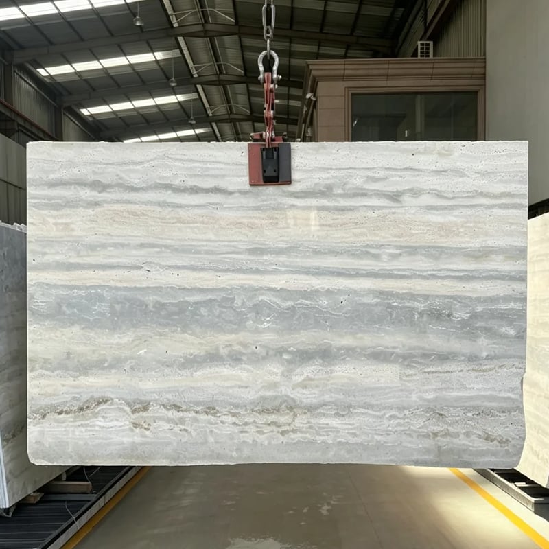 Italiaanse Romeinse zilvergrijze travertijnplaten, zilvergrijze travertijn voor villa-gevelwand, gevelbekleding, zwembadafwerking en aanrechtbladen