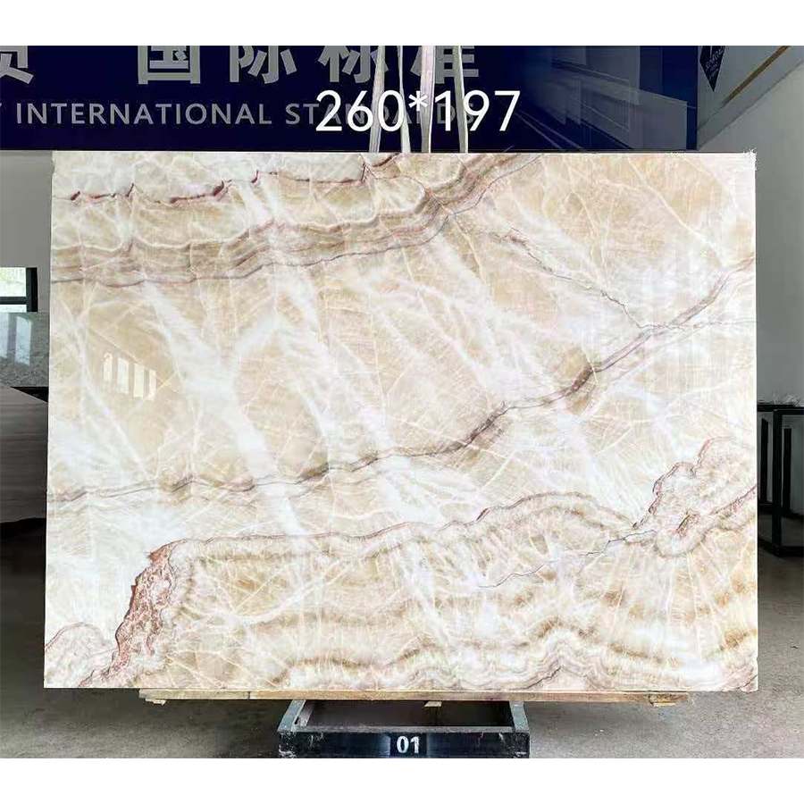 PAIA STONE Batu Oniks Merah Naga Translusan untuk Desain Dinding Latar Belakang Interior Mewah