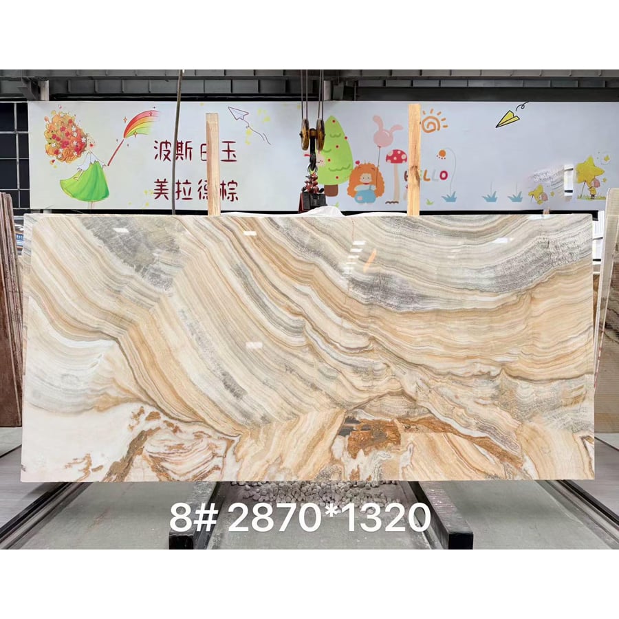 PAIA STONE Iran Persian Translucent White Onyx Slabs Natural Onyx untuk Dinding, Meja Dapur, dan Interior