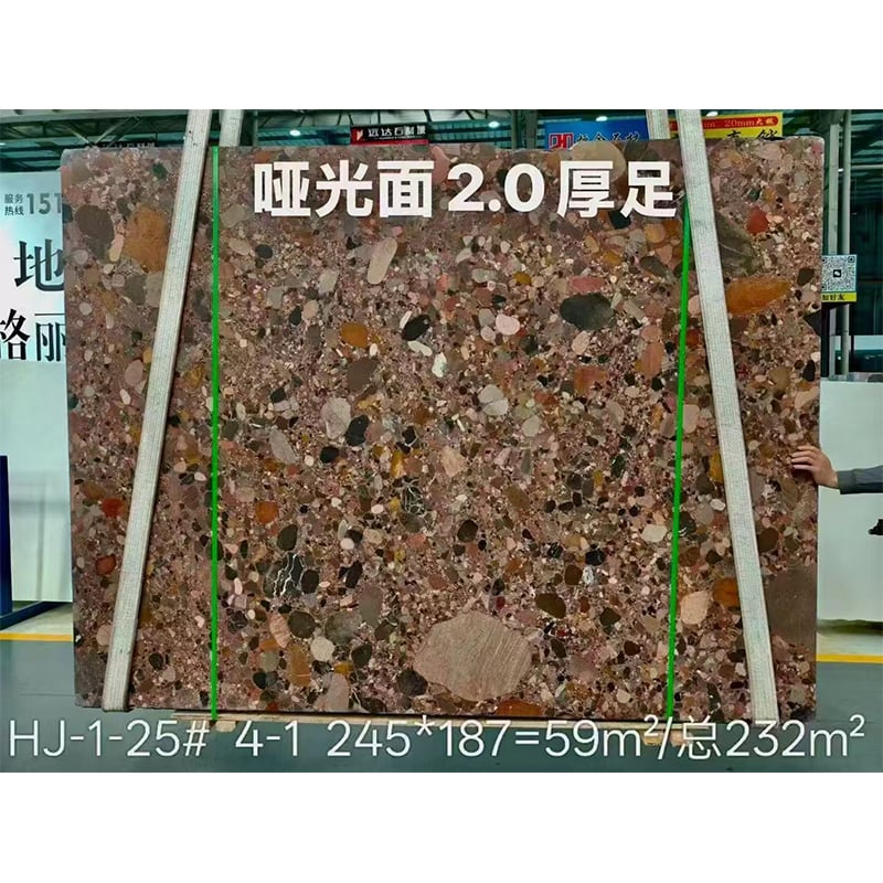 Shining Balls Marble | Marmer Merah Tiongkok Marinace dengan Pola Bulat Unik