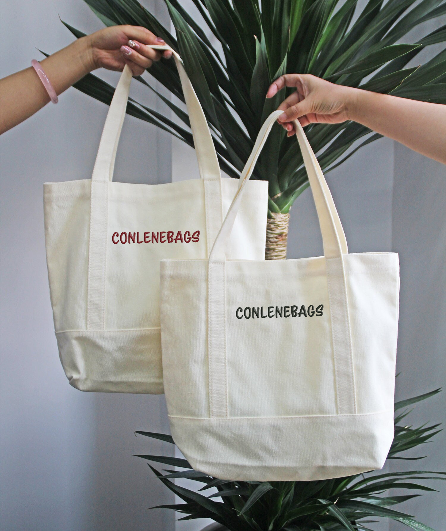 Bolsa de algodón de alta calidad con logotipo personalizado, oferta especial, bolsa de compras ecológica de lona con asa alta, personalizada en blanco