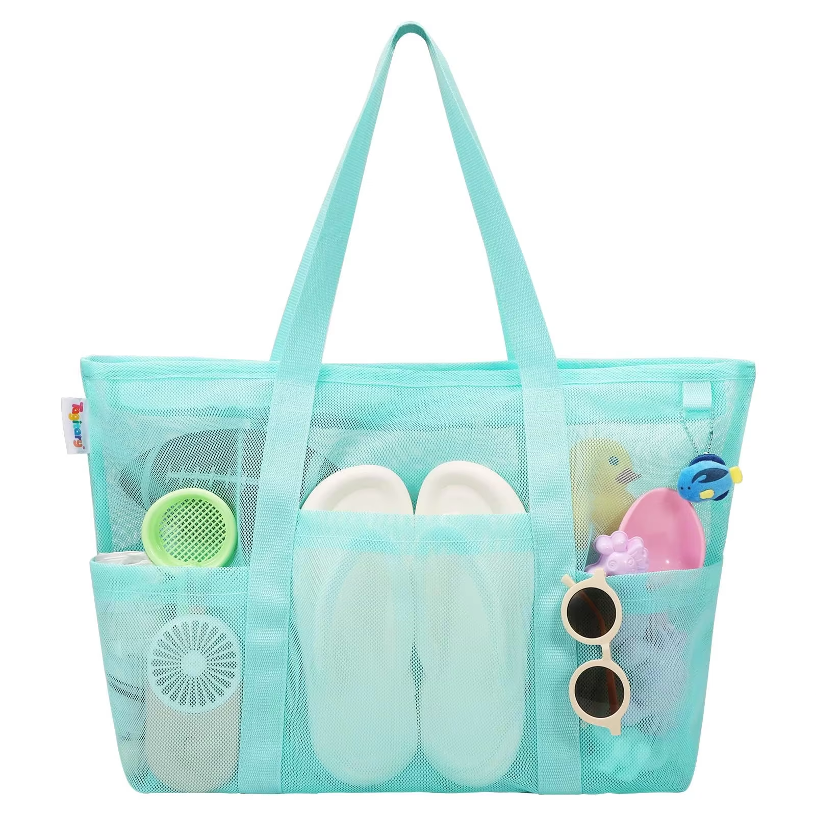 ¿Cómo organizar artículos en una bolsa de playa con bolsillos?
