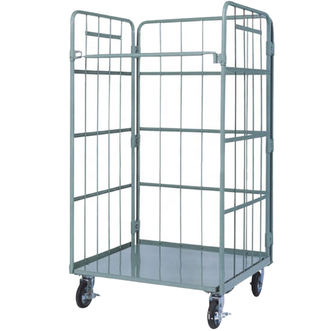 Detachable Wire Mesh Cage Trolley with Brake Casters