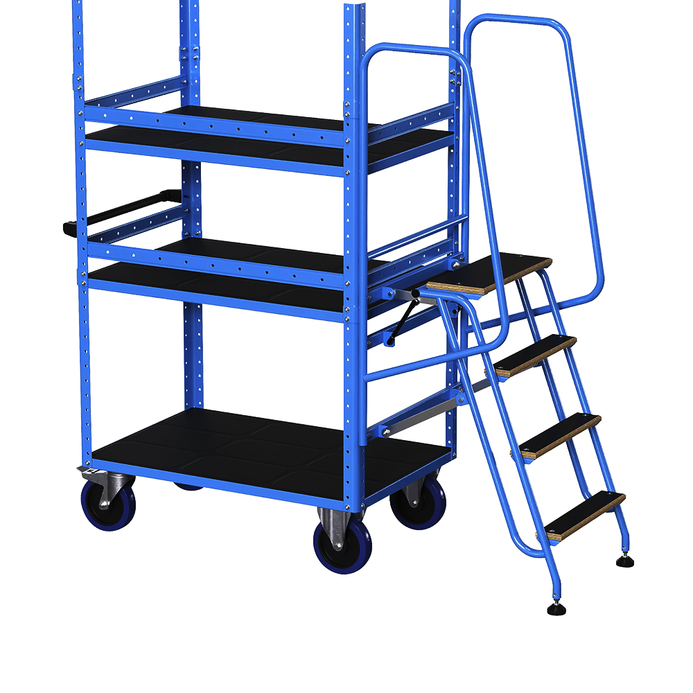 Mobile Picking Trolley with Detachable Step Ladder