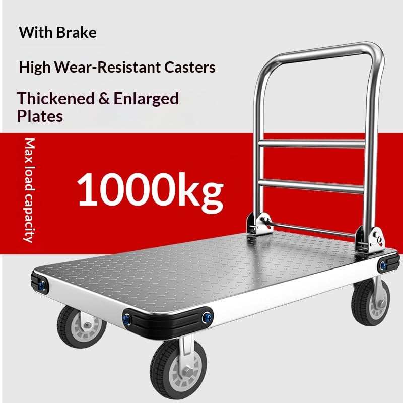 Foldable Steel Platform Trolley with 4/6 in. Swivel Casters