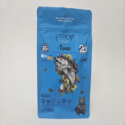 300g Birhen Kulay Baga na May Matte Laminated na Muling Masisirang Sako para sa Pagkain ng Alagang Hayop na may Tuna Formula