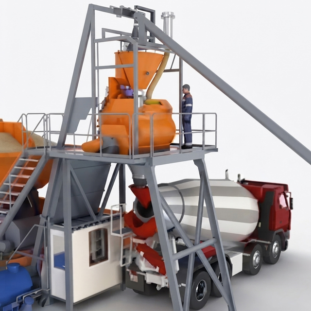 Cool 3D Animation Reveals the Working Principle of a Heavy-Duty Concrete Mixing Batching Plant from Every Angle