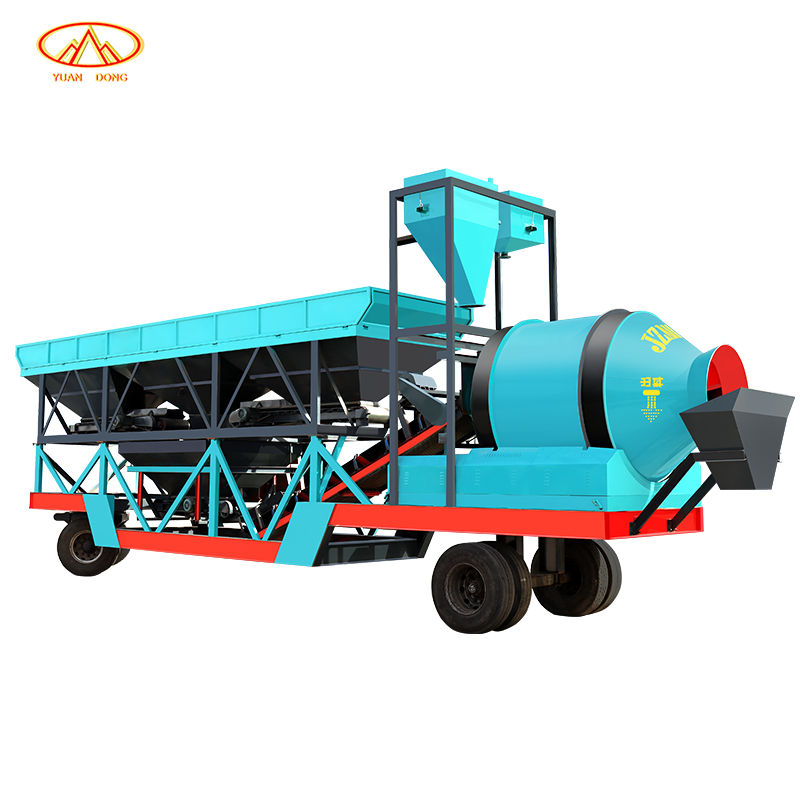 750L Drum Mixer Mobile Mixing Station 25CBM Concrete Mixer Batching  Machine Cement Silo Production Line