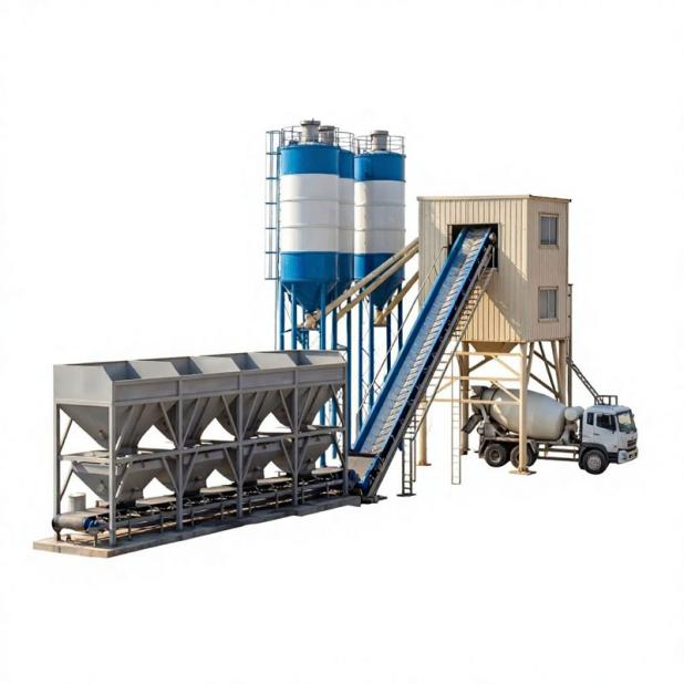 The Premium Concrete Mixing Plant HZS-60: Empowering Commercial Concrete Plants with Integrated Automated Dosing System, Achieving Stable Mix Quality and Continuous Mass Production for Bridge & Airport Construction