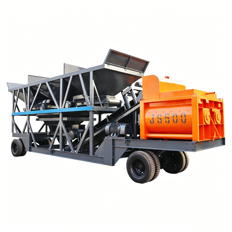 JS-500 Mobile Forced Mixing Plant offers efficient forced concrete mixing for various civil engineering construction sites