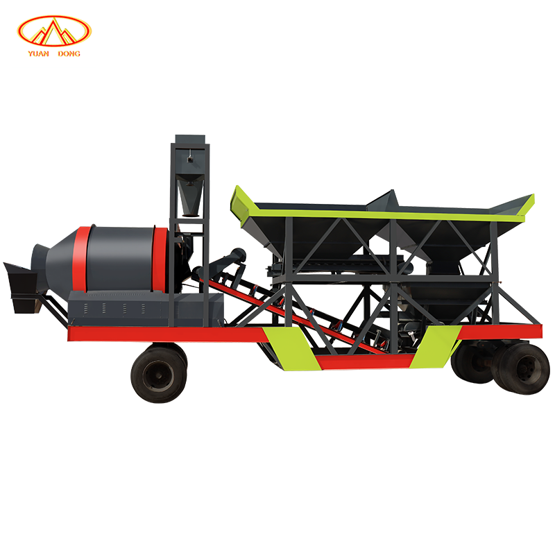 Portable Mobile Concrete Drum Plant Road Construction Containerized Concrete Mixing Machinery Batching Plant