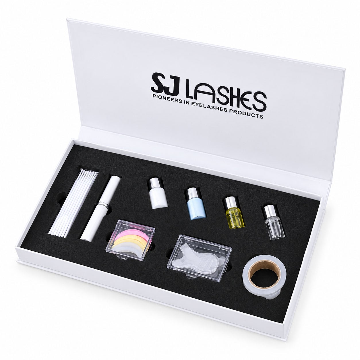 SJ LASHES Factory Wholesale Lash Lift Kit in White Magnetic Gift Box | Custom Logo Private Label Eyelash Lamination Set with Foam Insert OEM/ODM 