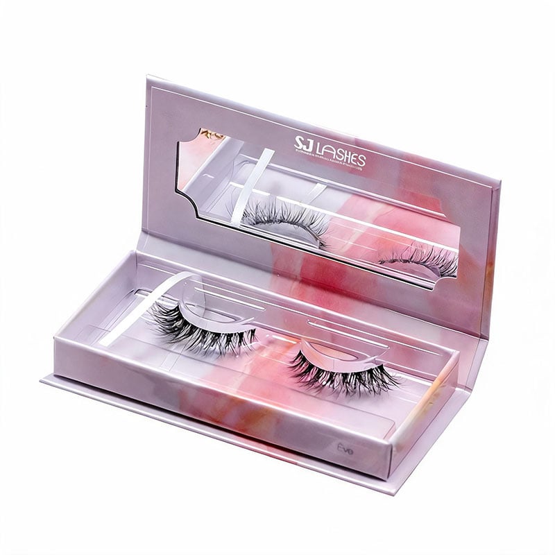 SJ LASHES Fabrik Großhandel Luxus-einzelne Wimpern-Magnetgeschenkbox mit integriertem Spiegel | Individuelles Logo, Private-Label-, Premium-tragbare Wimpernbox, OEM/ODM
