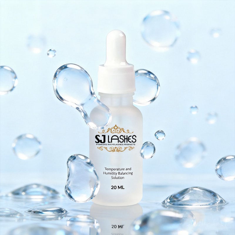 SJ LASHES Fabrik Großhandel professioneller Wimpernkleber mit Temperatur- und Feuchtigkeitsausgleichslösung | 20 ml mattierte Tropfflasche mit individuellem Etikett und passender Papierbox, OEM/ODM