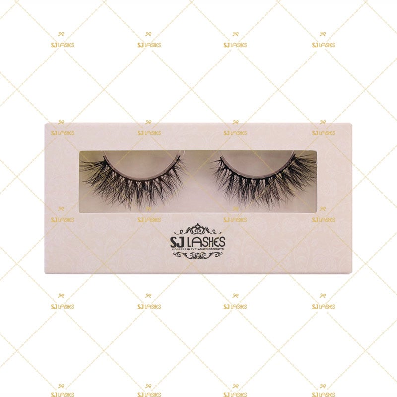 علبة تغليف الرموش بلون وردي فاتح فاخرة من مصنع SJ LASHES بالجملة | علبة تجزئة أنيقة ذات نافذة طويلة قابلة للتخصيص حسب الطلب (OEM)