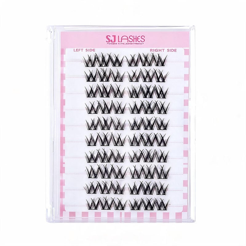 SJ LASHES Fabrik Großhandel 10-Reihen-segmentierte DIY-Cluster-Wimpernkarte | Individuelles Logo, Private Label, Mehrfachlängen-Einzelwimpernverpackung OEM/ODM