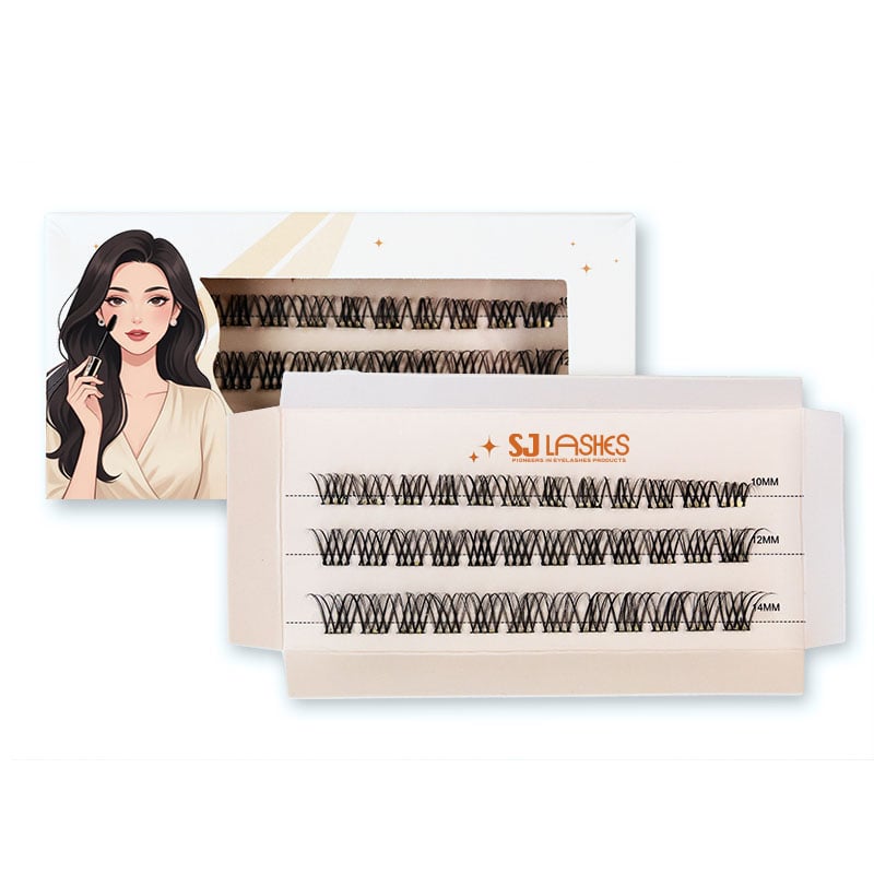SJ LASHES Fabrik Großhandel selbstklebende segmentierte Wimpern-Papierbox | individuelles Logo, Private-Label-Anime-Serie, DIY-Cluster-Wimpern-Set mit Papierbehälter OEM/ODM