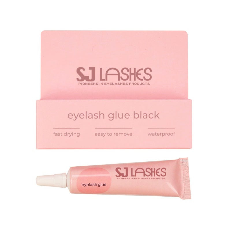 لاصق رموش على شكل أنبوب ضاغط بسعة ٧ جم مع علبة يدوية من مصنع SJ LASHES بالجملة تحت علامة تجارية خاصة – تغليف تجزئة قابل للتخصيص للّاصق الشريطي الوردي للرموش حسب الطلب (OEM)