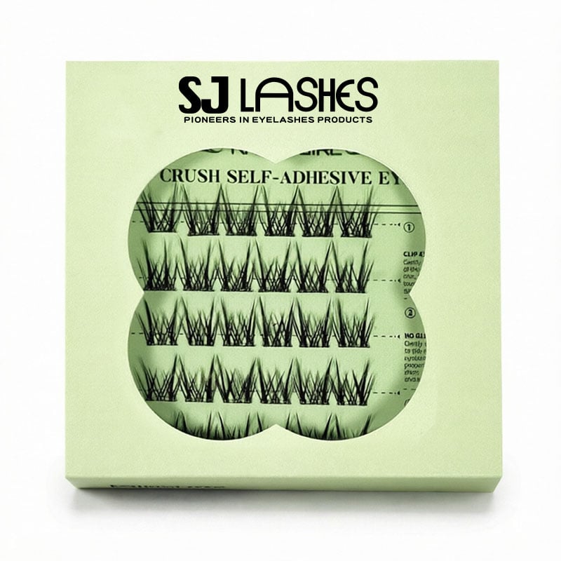 SJ LASHES Fabrik Großhandel selbstklebende segmentierte Wimpern-Papierbox | Individuelles Logo, Private Label, vierblättriges Kleeblatt-Fenster, DIY-Cluster-Wimpern-Box, OEM/ODM